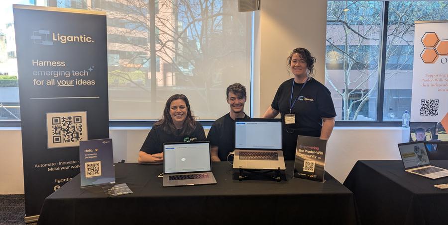 Ligantic team at an event stand